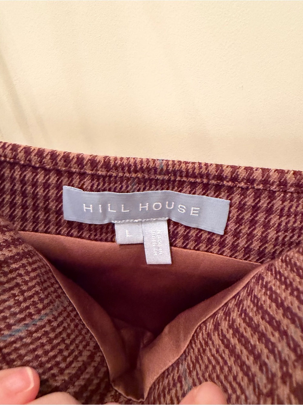 Hill House Home Rennie Dress Brown Plaid Houndstooth Mini Length Size L - Picture 6 of 8